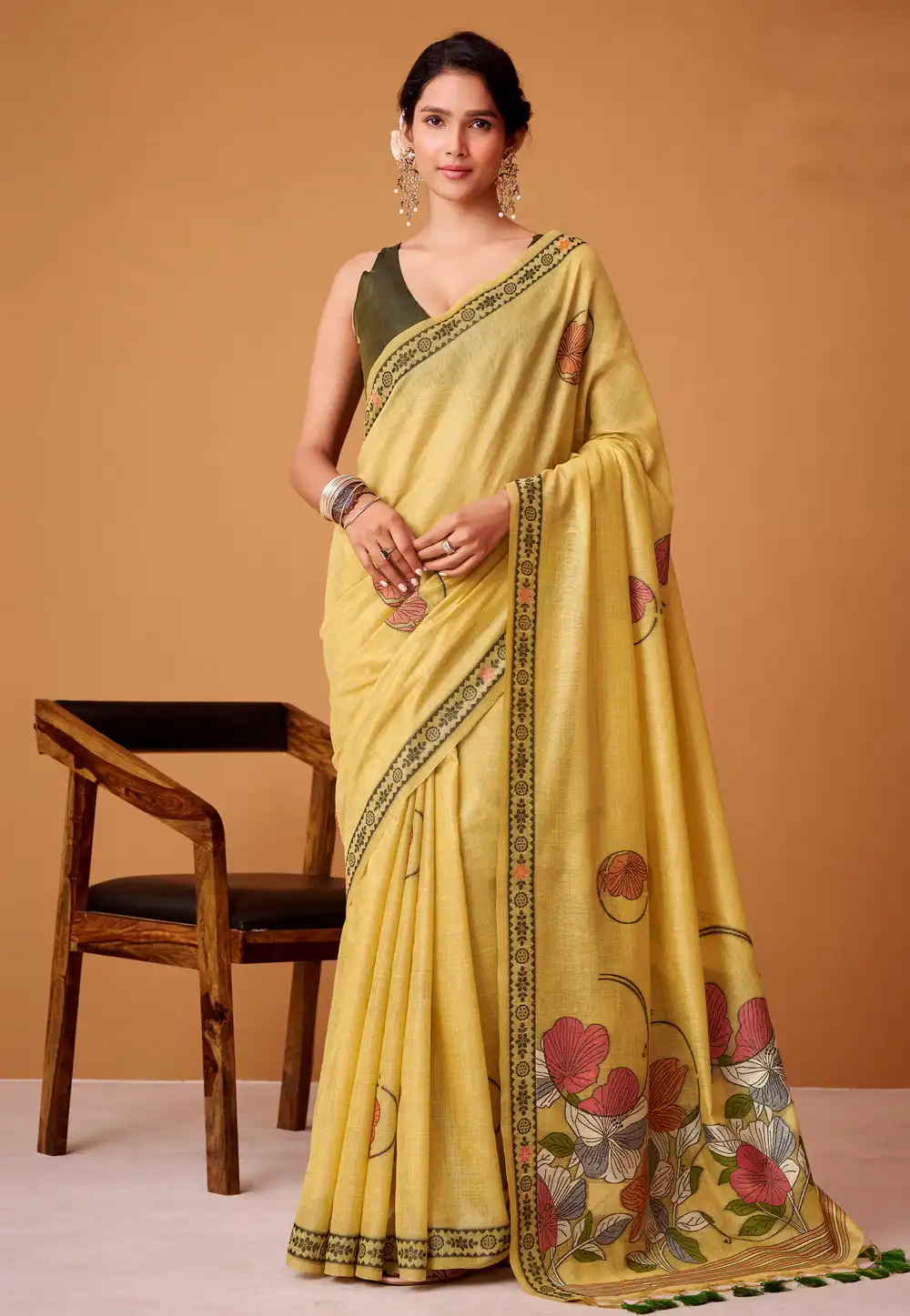 Yellow Cotton Saree With Blouse 323941