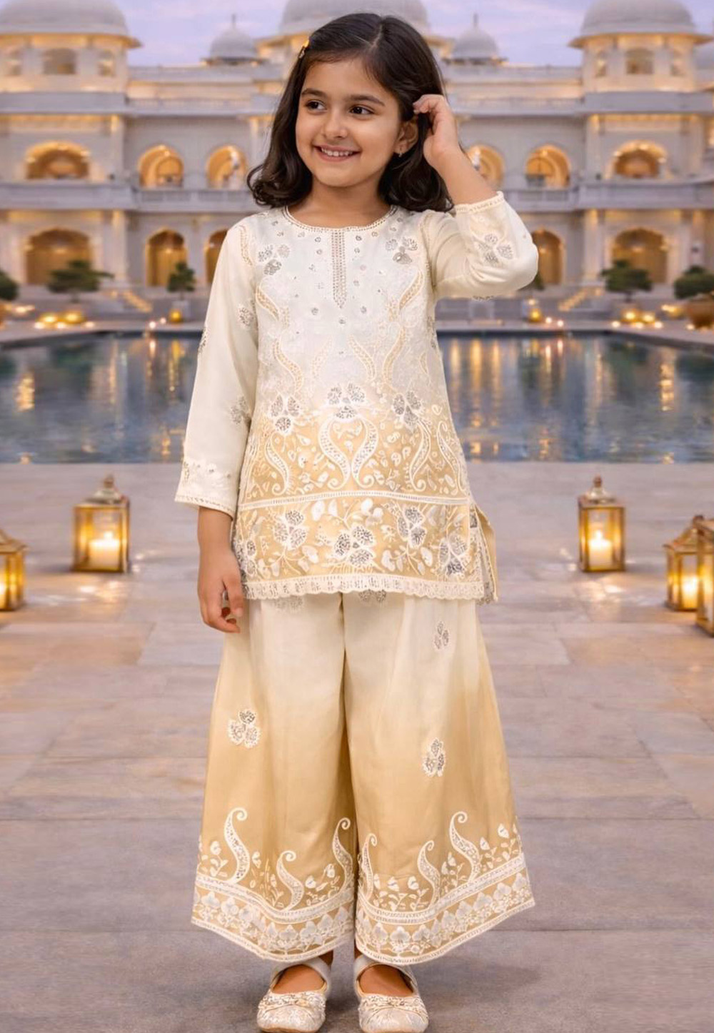 Yellow Crepe Kids Salwar Suit 329647