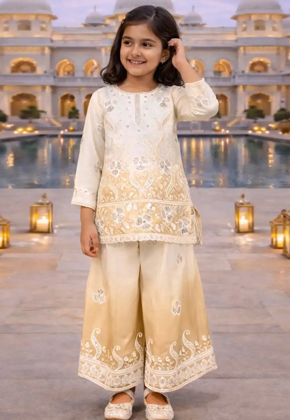 Yellow Crepe Kids Salwar Suit 329647