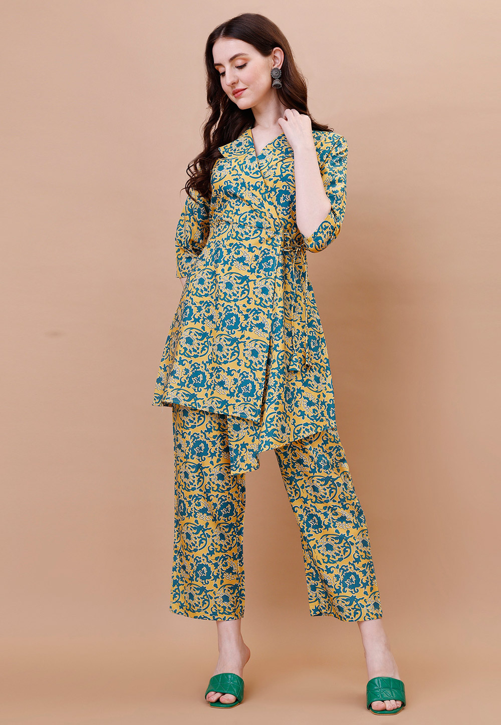 Yellow Crepe Printed Co-Ords Set 311962