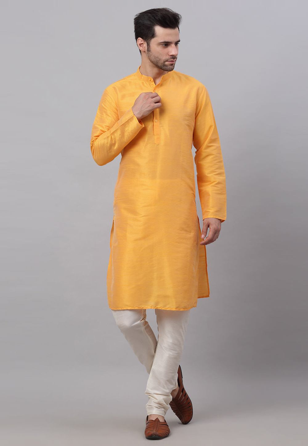 Yellow Dupion Silk Kurta Pajama 281613