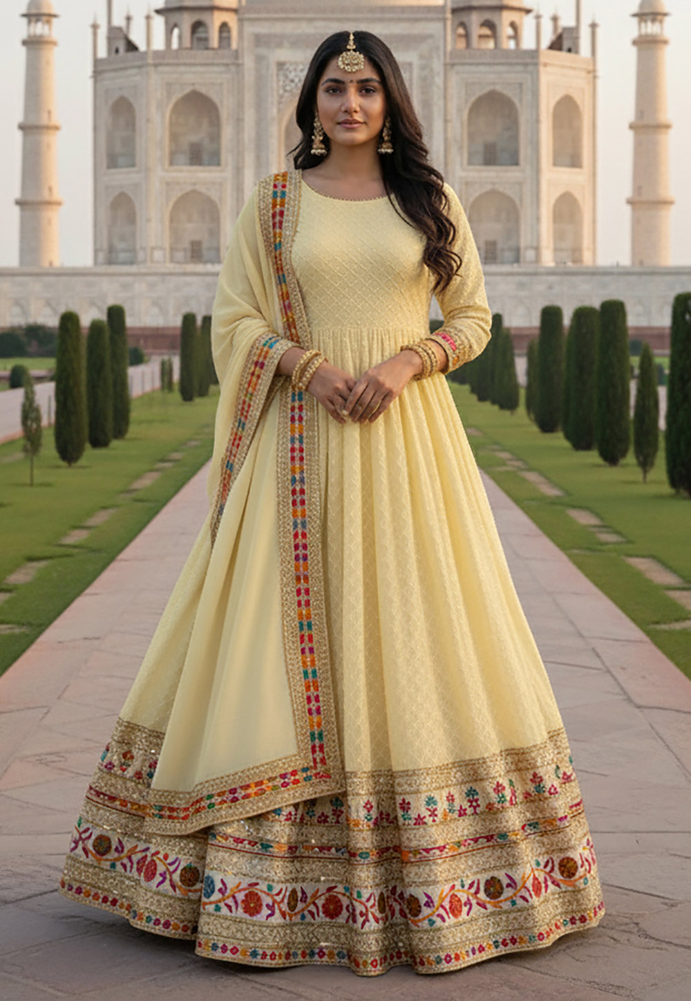 Yellow Faux Georgette Anarkali Suit 321469
