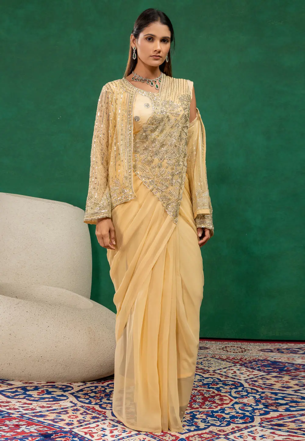 Yellow Faux Georgette Designer Saree 334540