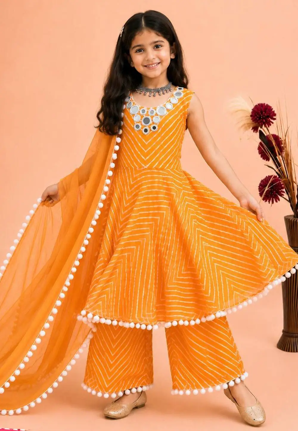 Yellow Faux Georgette Kids Salwar Suit 334614