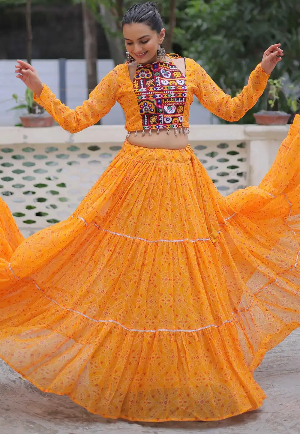 Yellow Faux Georgette Navratri Chaniya Choli 314876