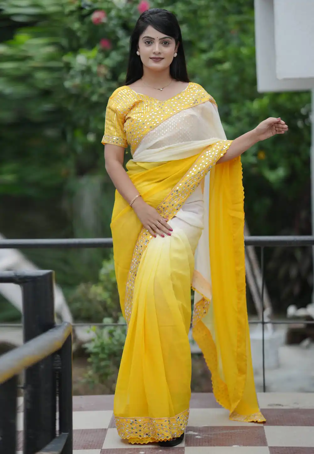 Yellow Faux Georgette Saree With Blouse 318903