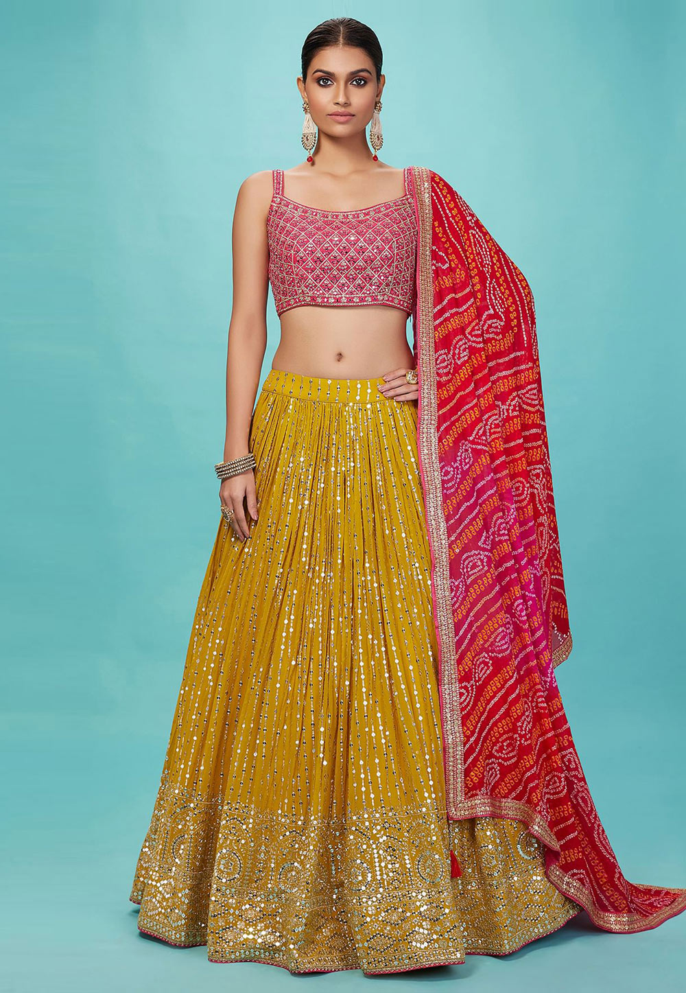 Yellow Georgette Circular Lehenga Choli 311517