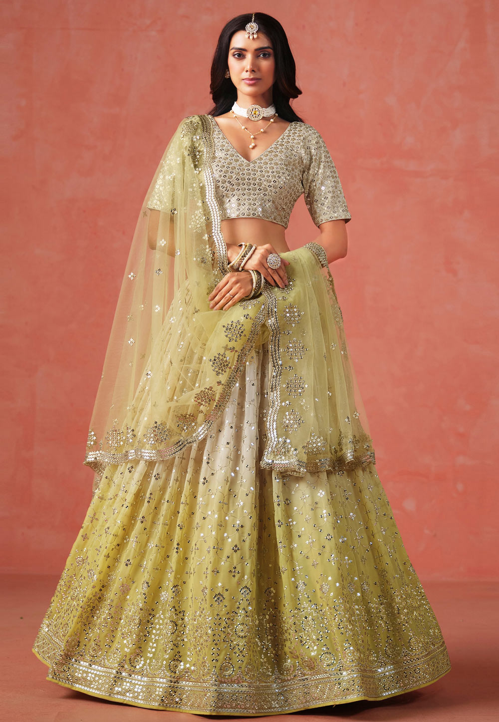 Yellow Georgette Circular Lehenga Choli 311649