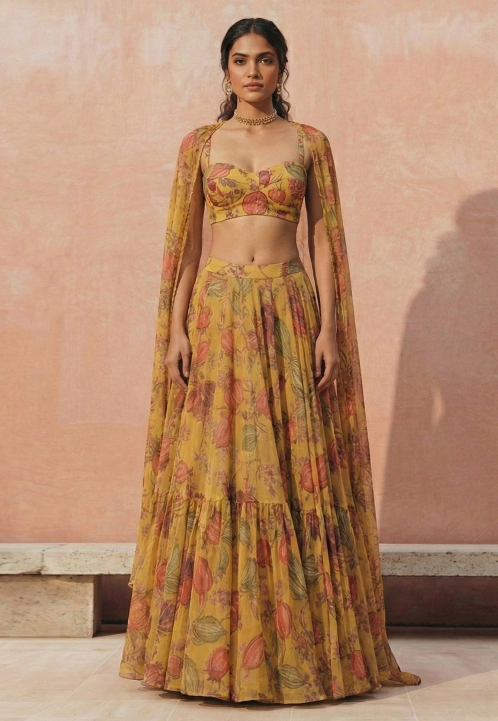 Yellow Georgette Floral Lehenga choli 320513