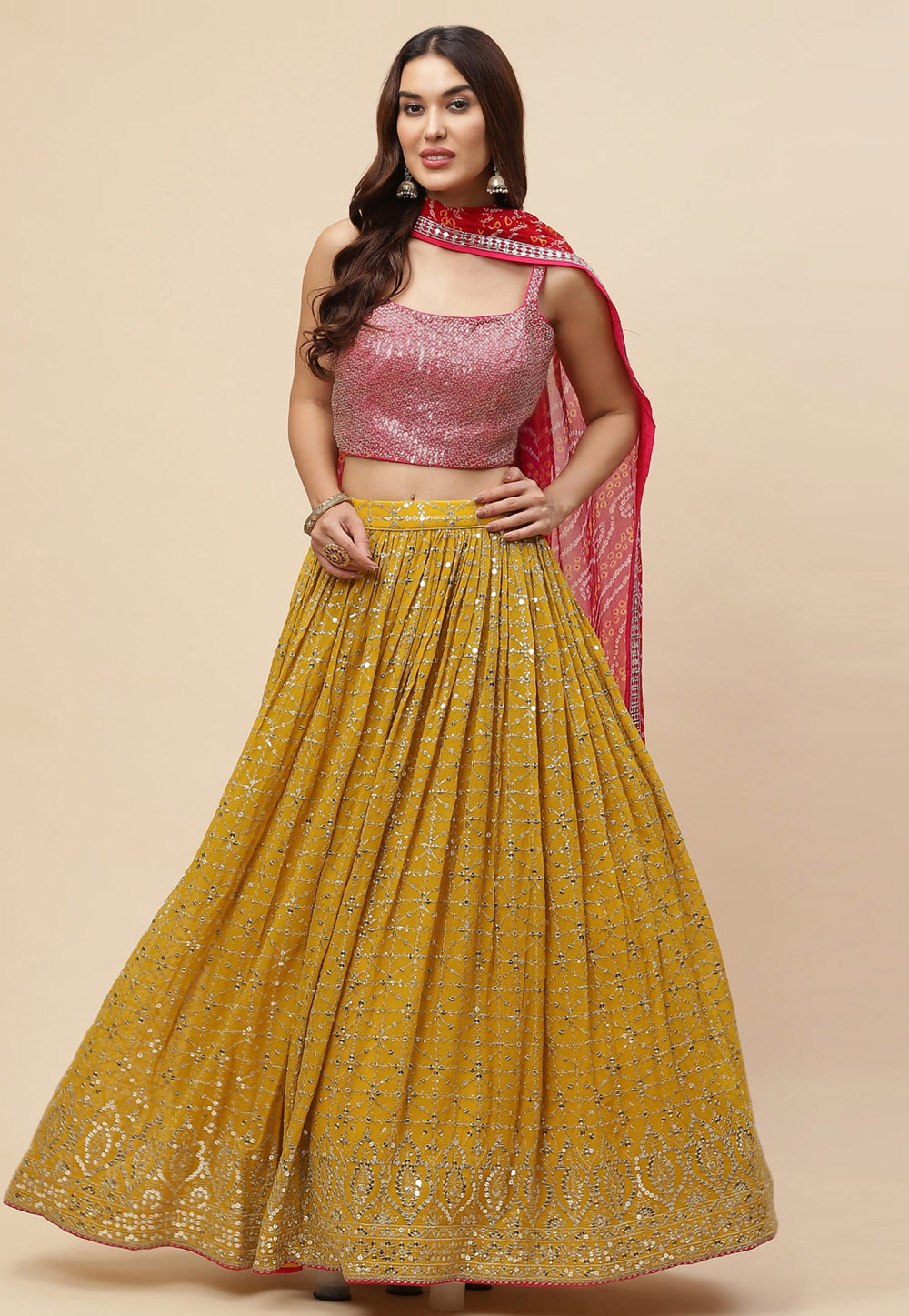 Yellow Georgette Lehenga Choli 311516