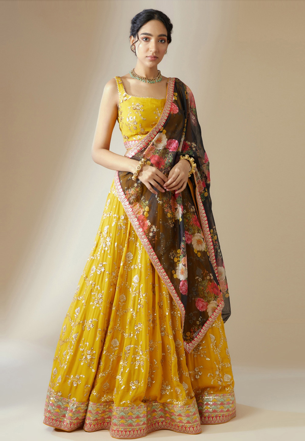 Yellow Georgette Lehenga Choli 311522