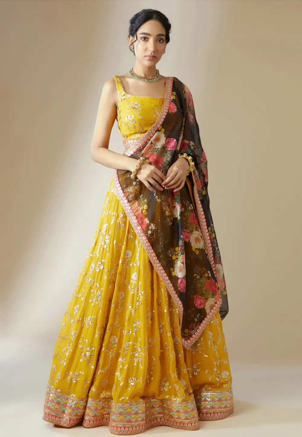 Yellow Georgette Lehenga Choli 311522