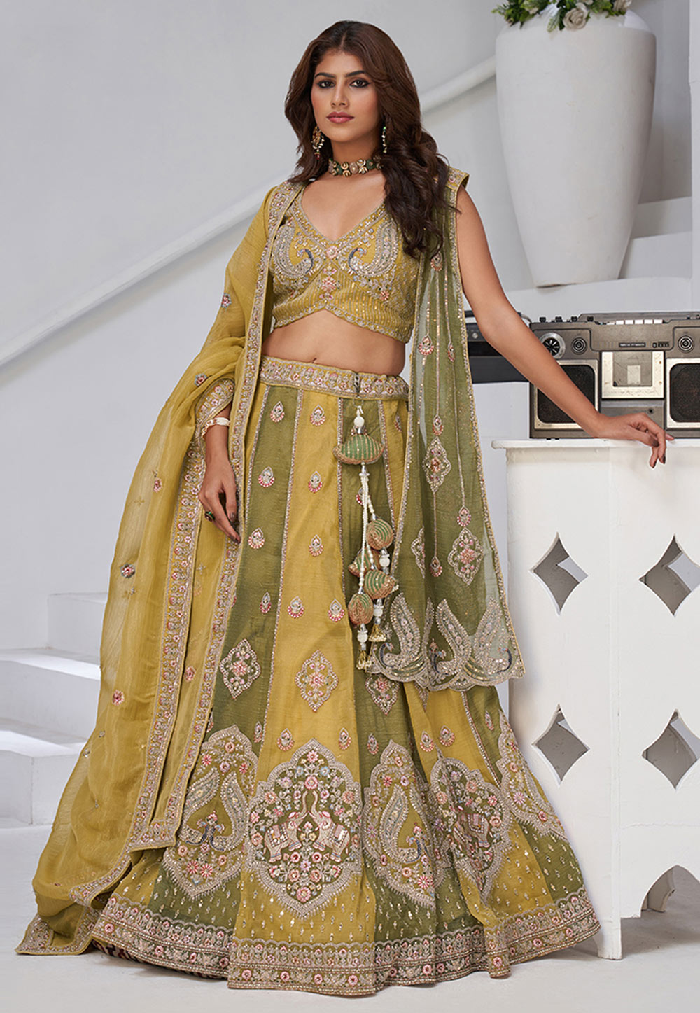 Yellow Georgette Lehenga Choli 318884