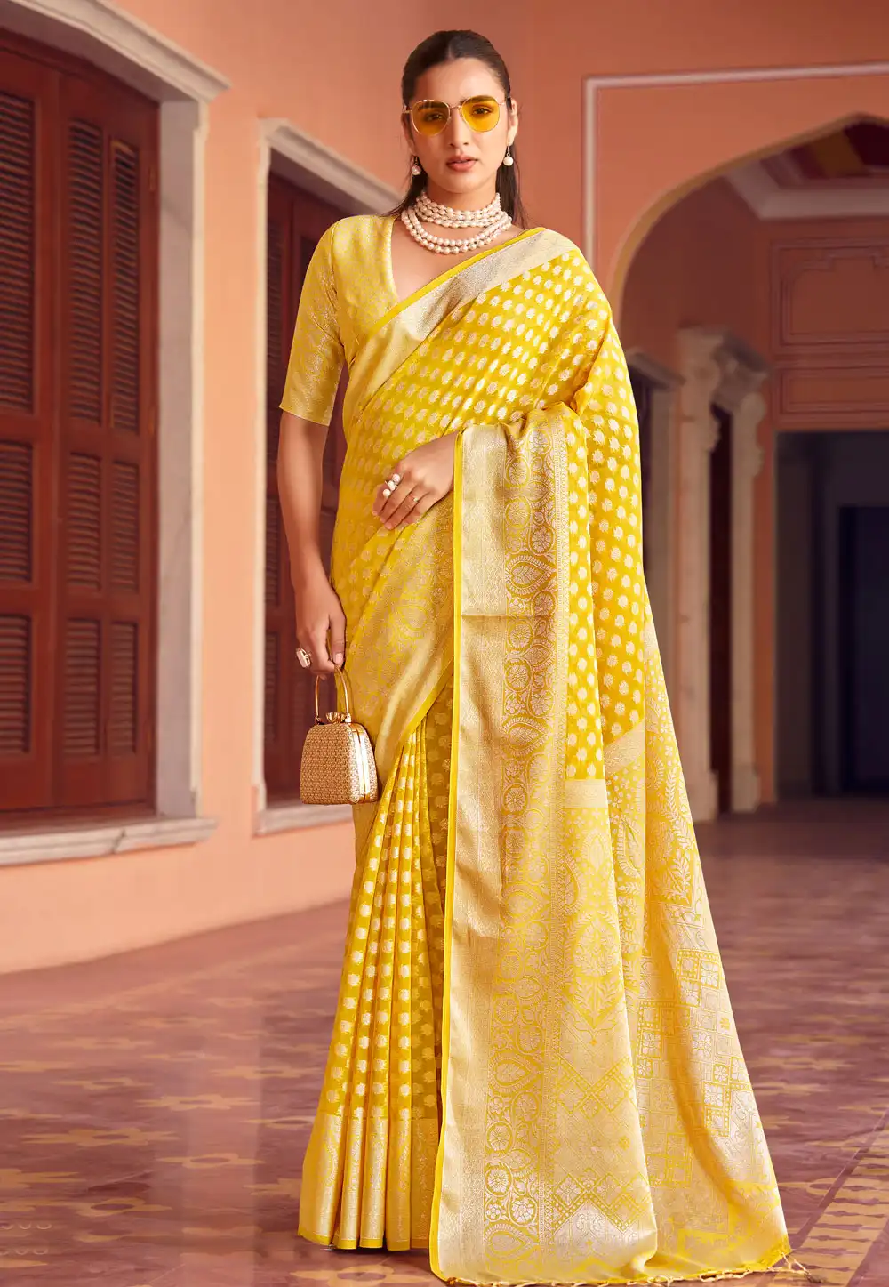 Yellow Georgette Saree With Blouse 313553
