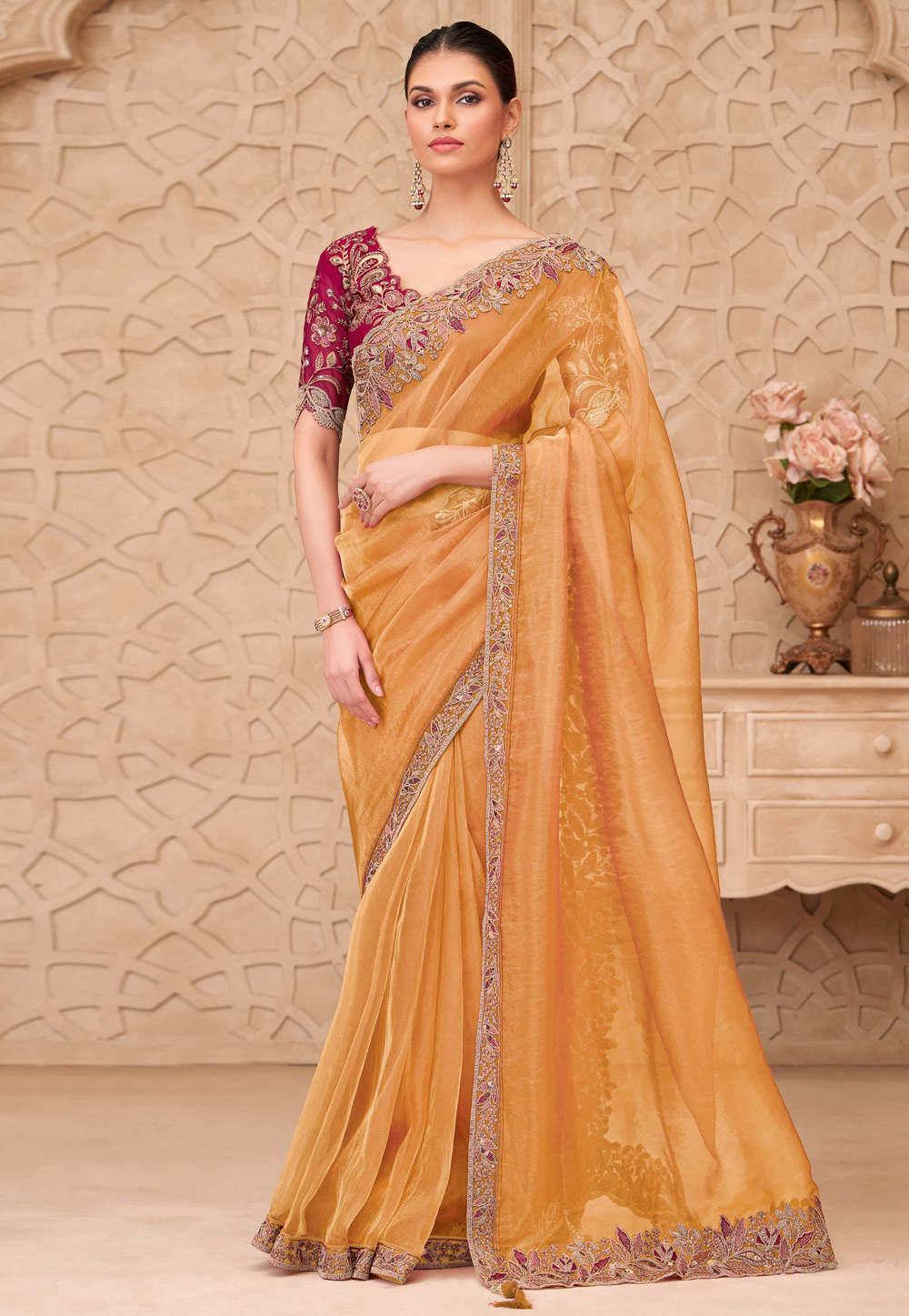 Yellow Georgette Saree With Blouse 325688
