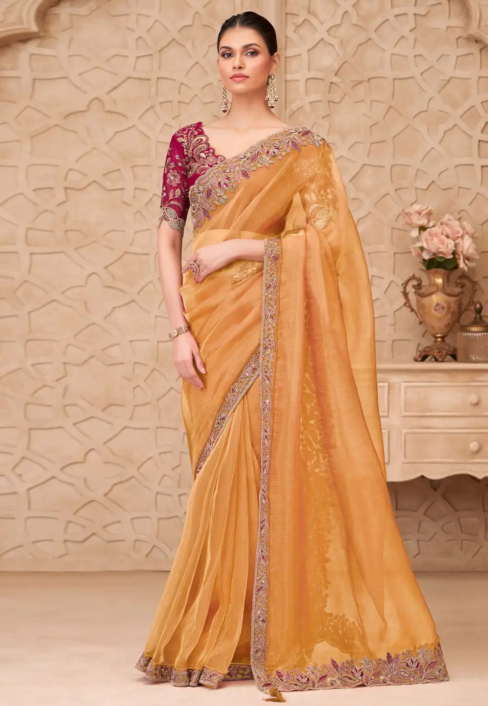 Yellow Georgette Saree With Blouse 325688