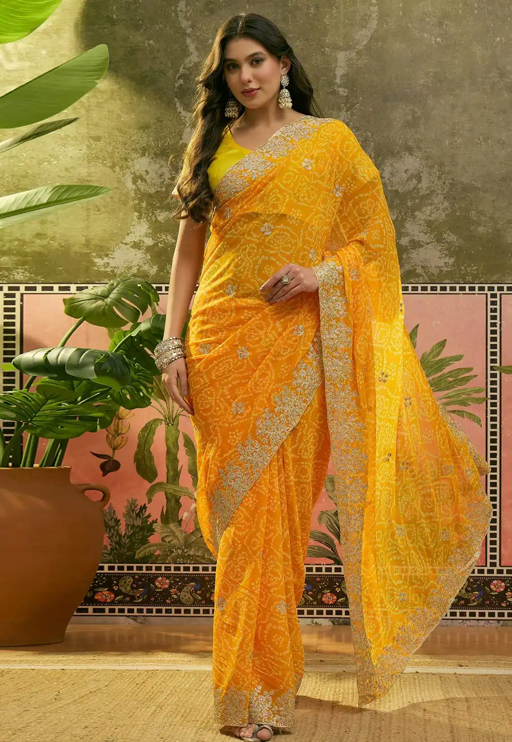 Yellow Georgette Saree With Blouse 330557