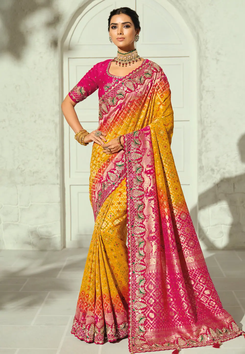 Yellow Georgette Saree With Blouse 336347