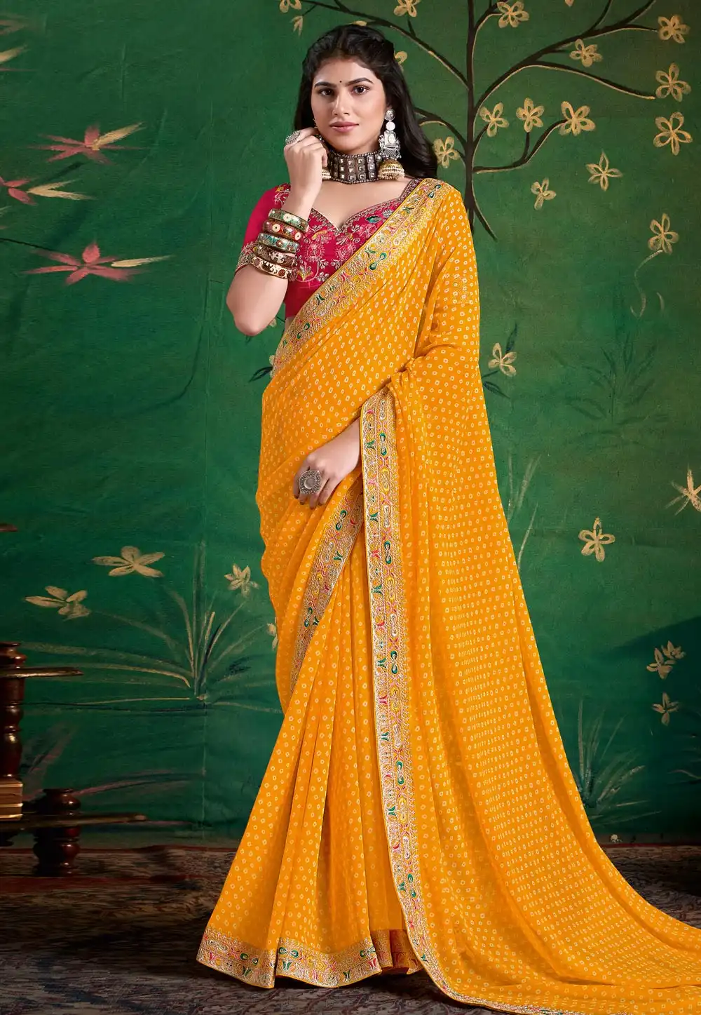 Yellow Georgette Saree With Blouse 319508