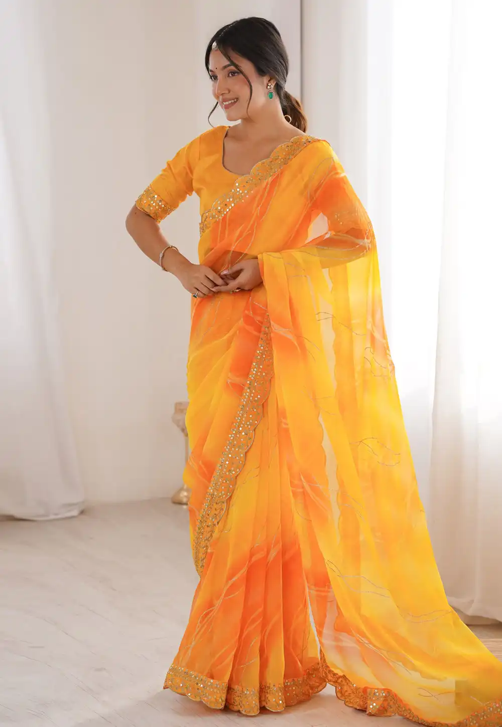 Yellow Georgette Saree With Blouse 322352