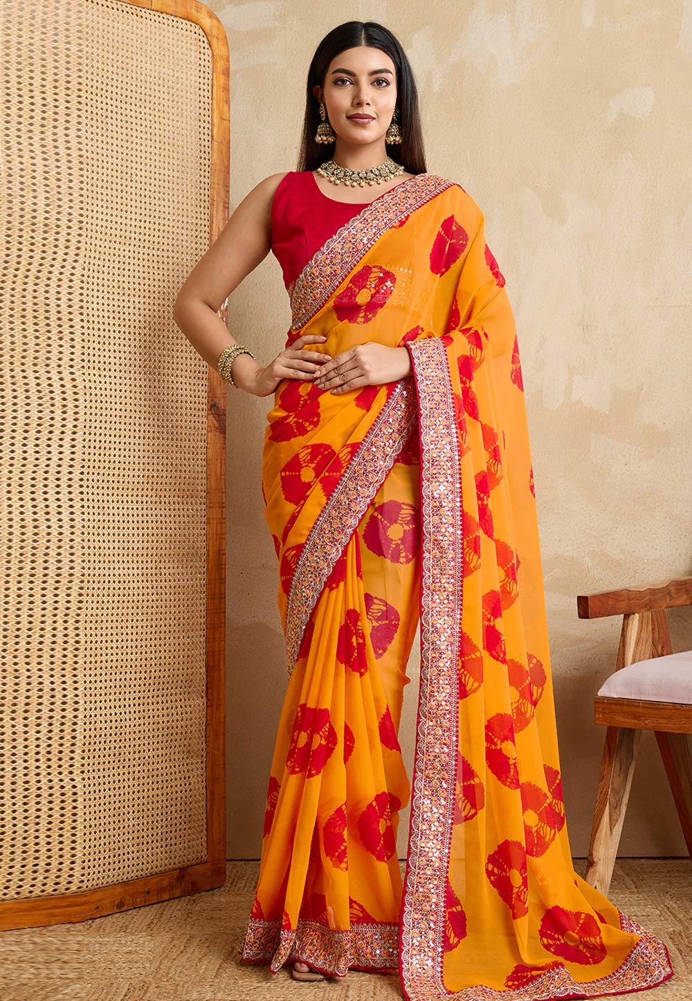 Yellow Georgette Saree With Blouse 311251