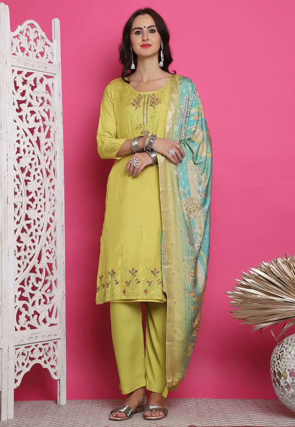 Yellow Muslin Pakistani Suit 310112