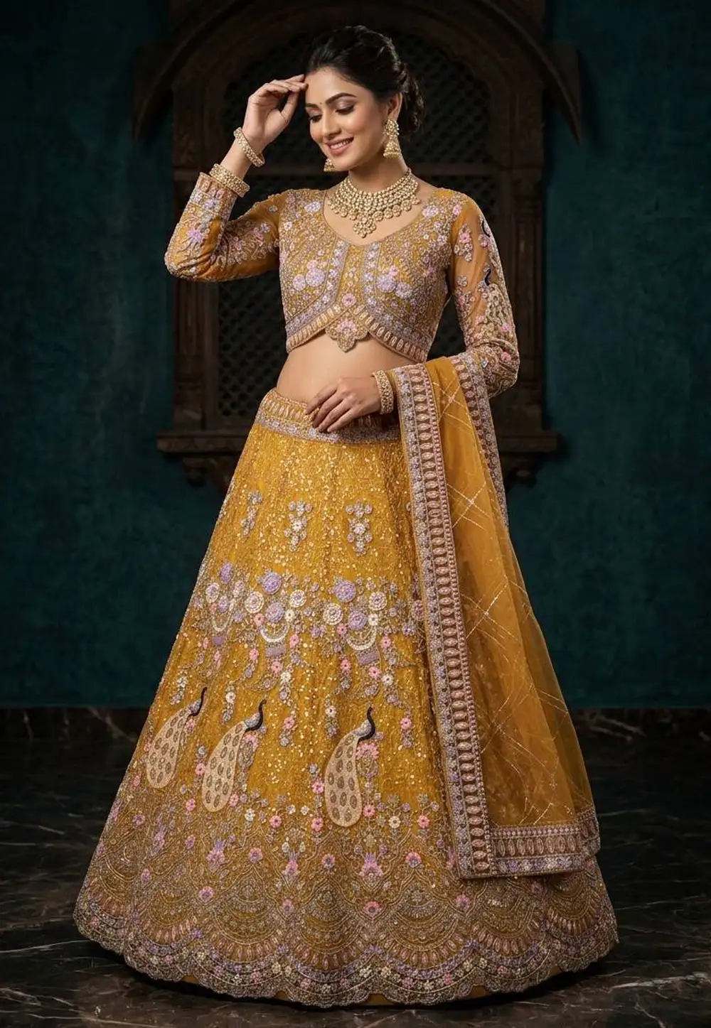 Yellow Net Lehenga Choli For Wedding 330931