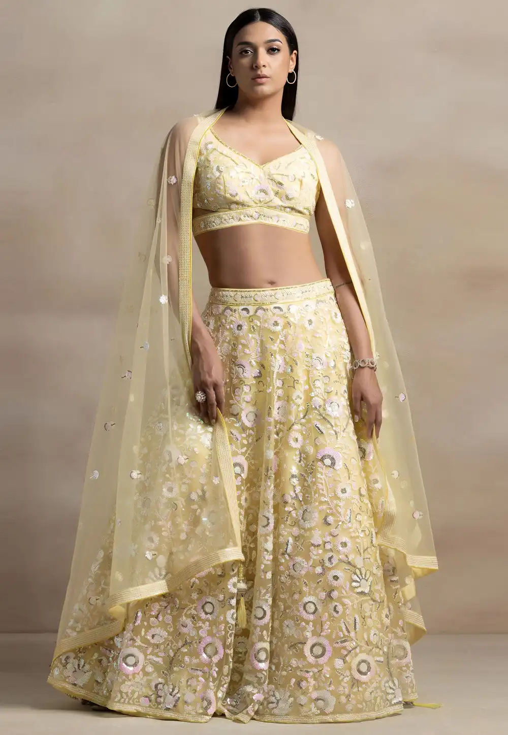 Yellow Net Lehenga Choli For Wedding 328817
