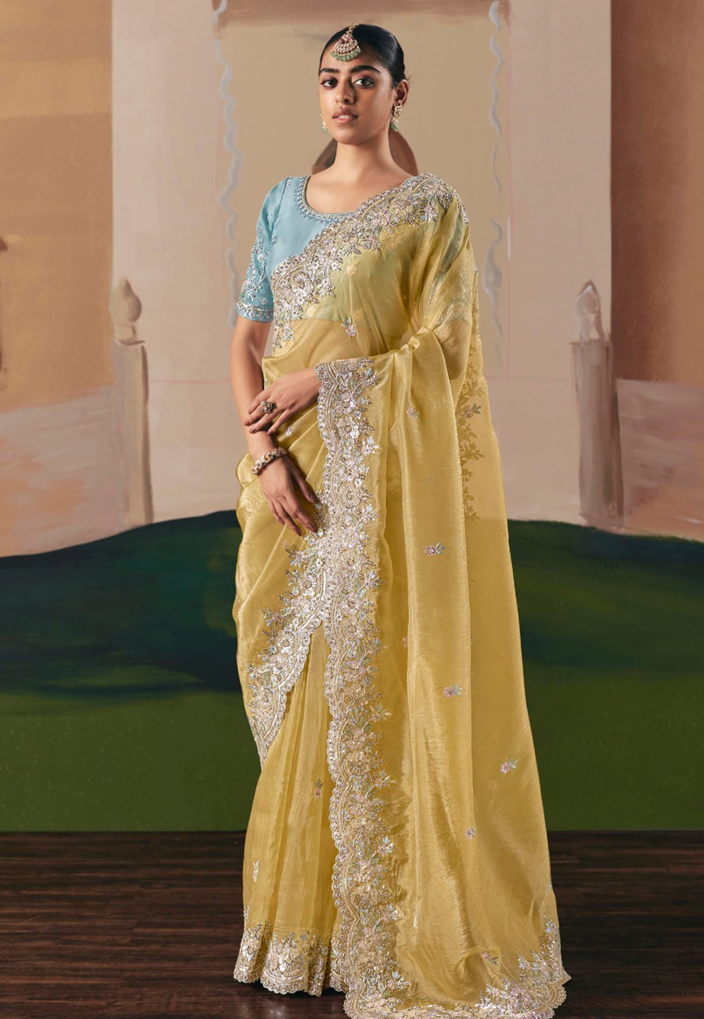 Yellow Organza Saree With Blouse 318349