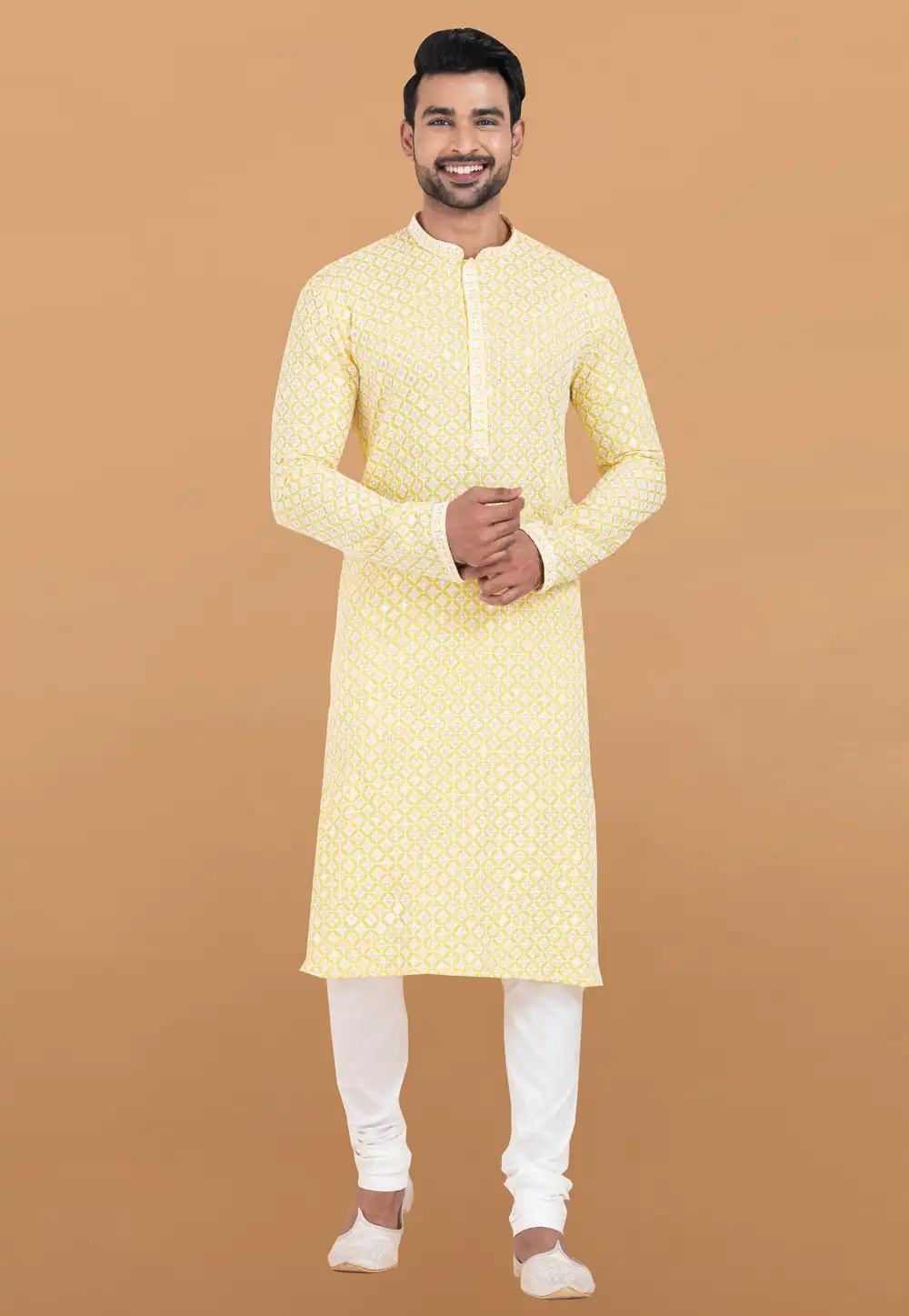 Yellow Rayon Kurta Pajama 305164