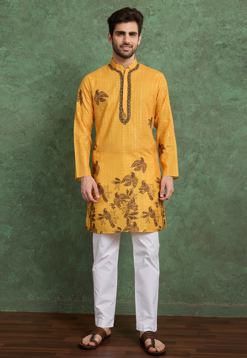 Yellow Rayon Kurta Pajama 311424