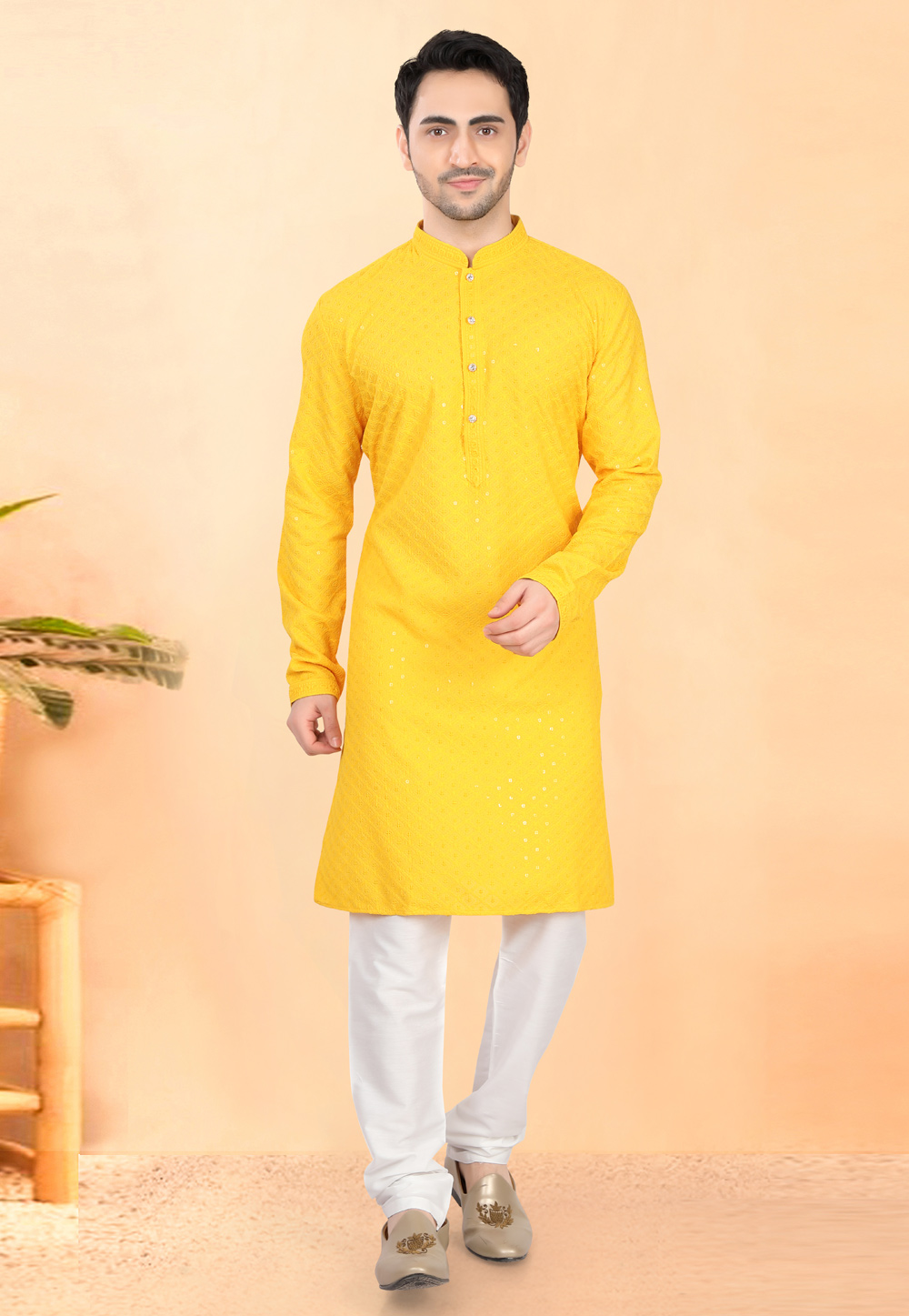 Yellow Rayon Kurta Pajama 307943