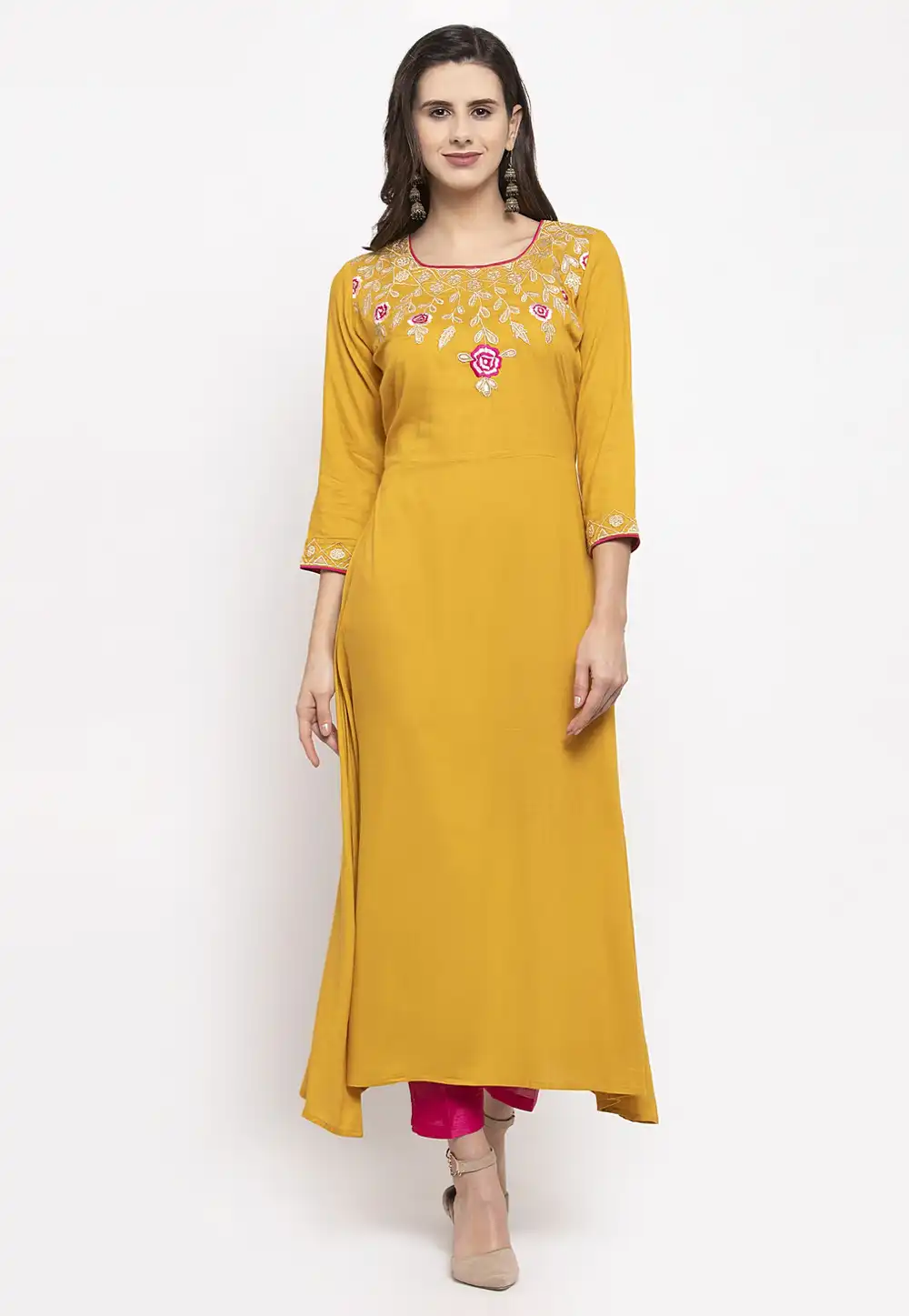Yellow Rayon Kurta Set With Pant 286652