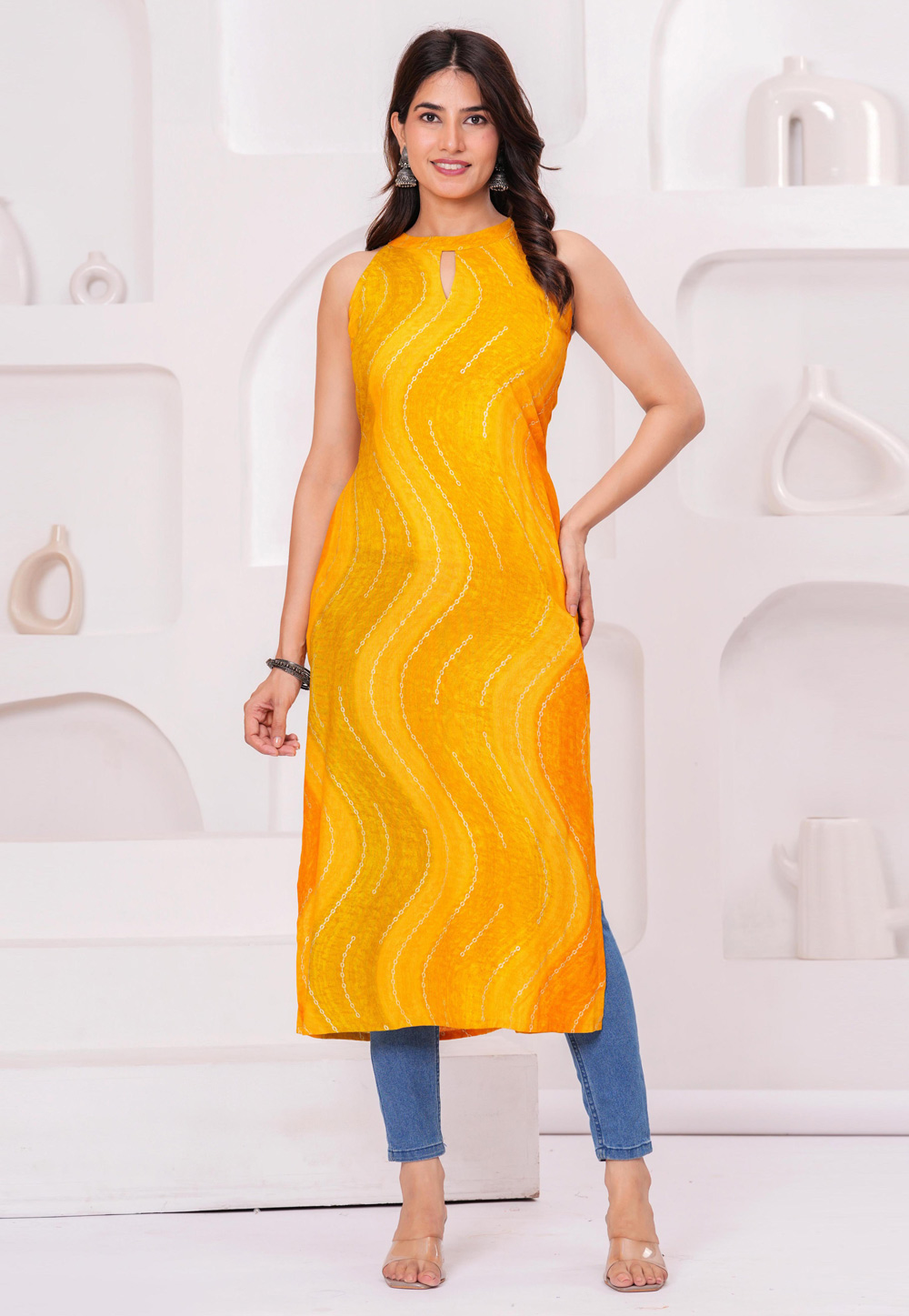 Yellow Rayon Long Kurti 320871