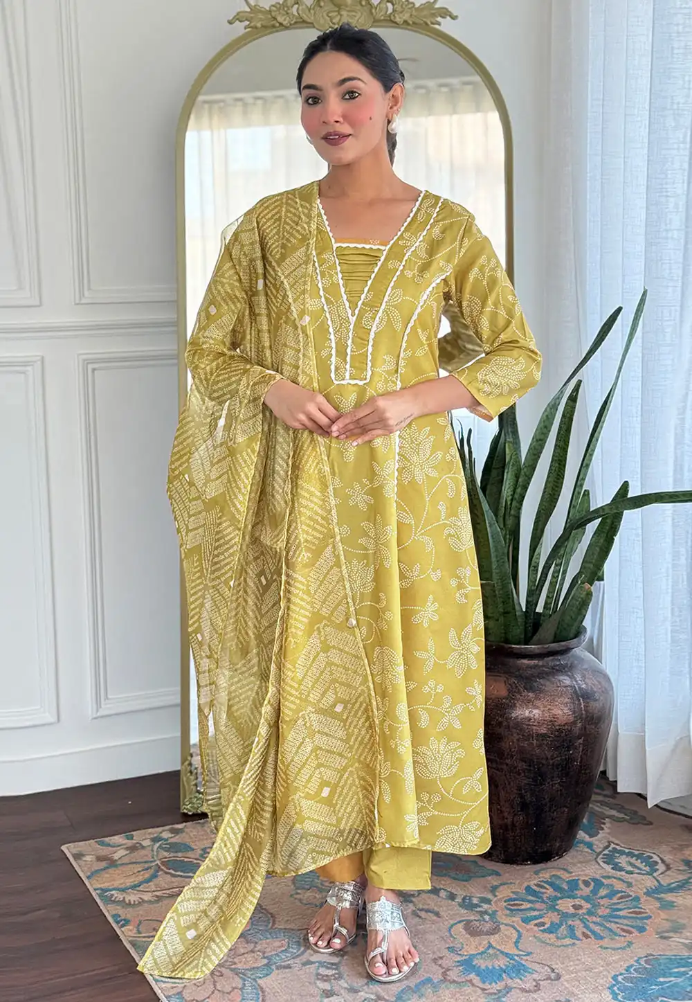 Yellow Rayon Readymade Anarkali Suit 321393