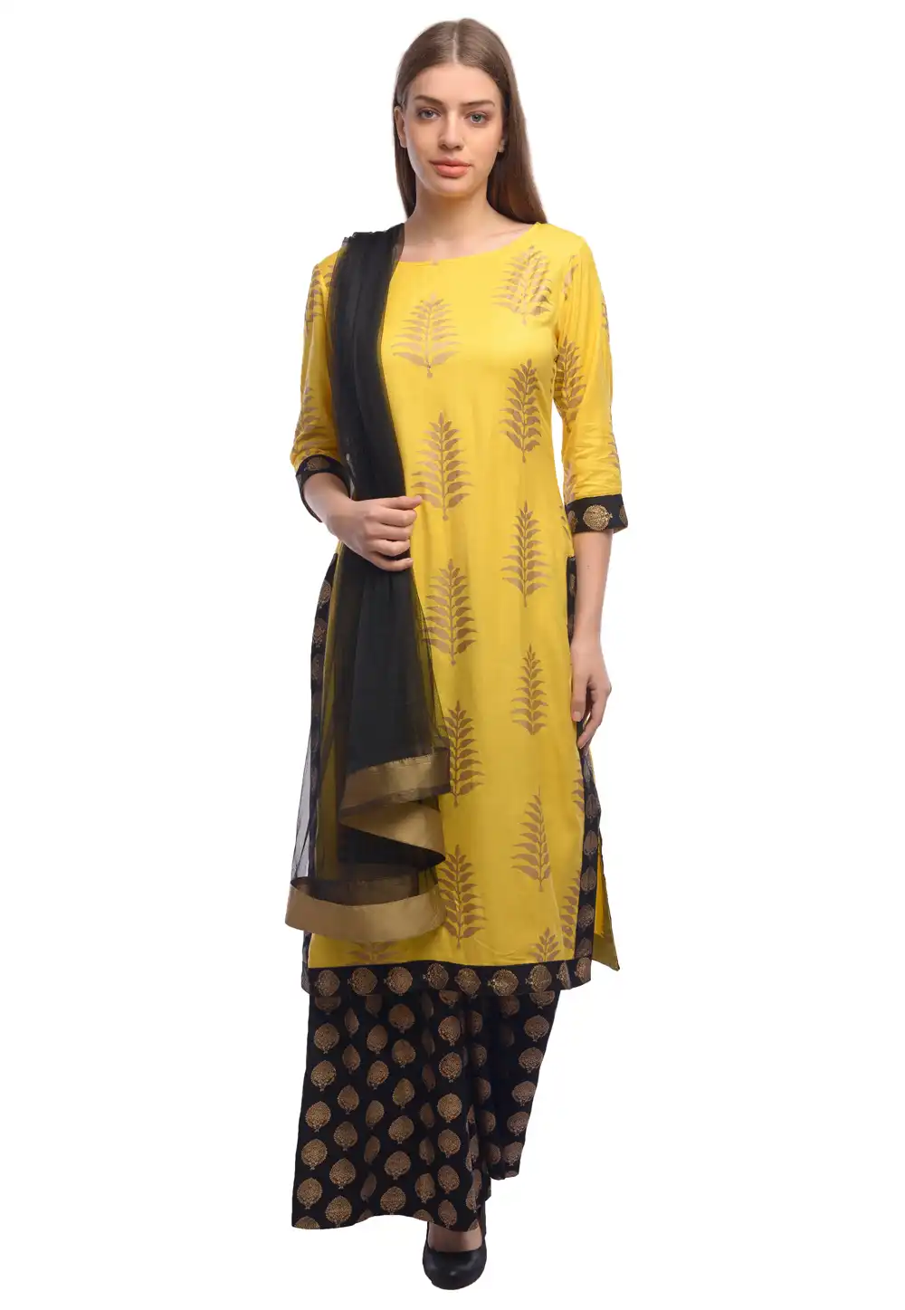 Yellow Rayon Readymade Pakistani Suit 322036