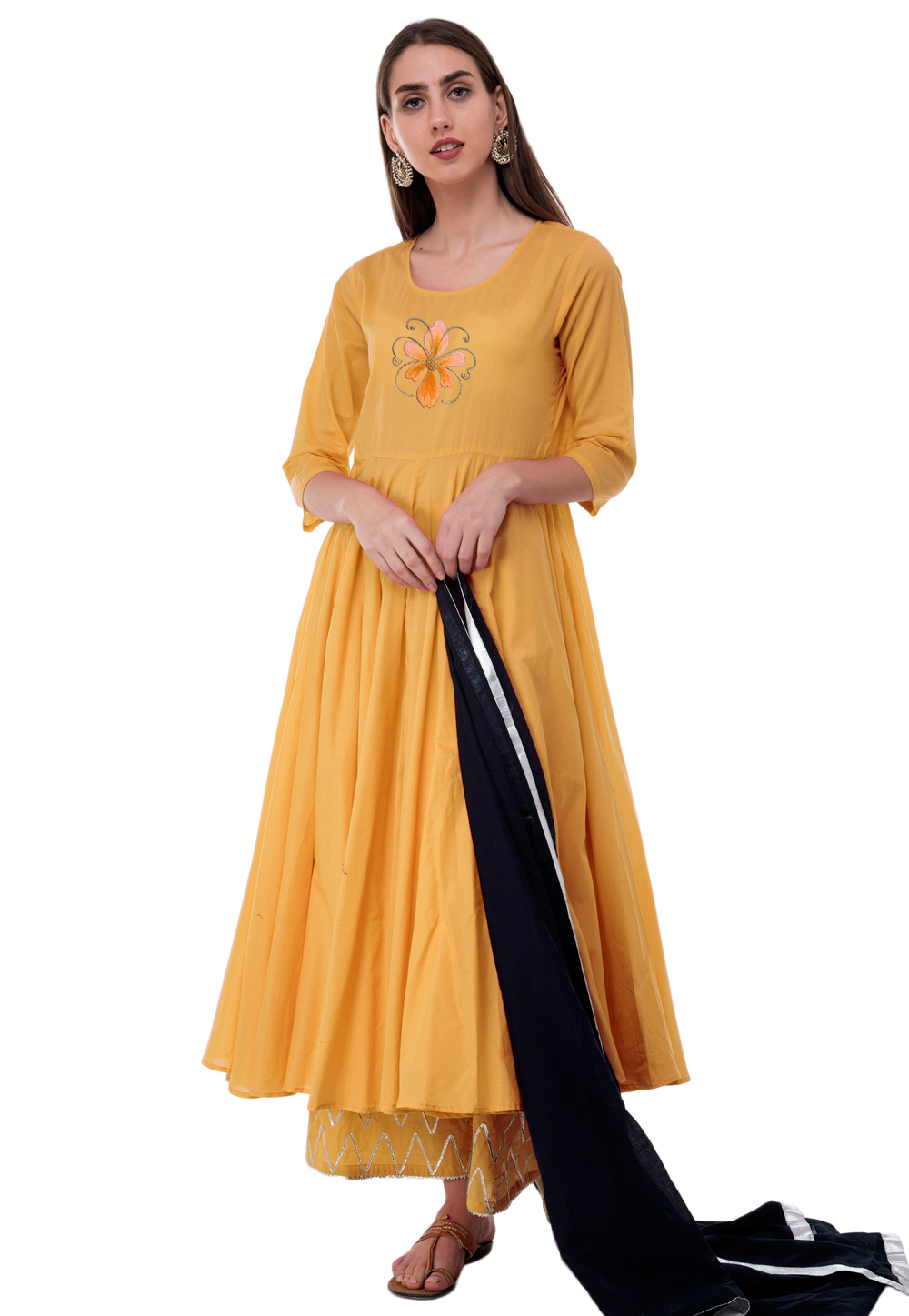 Yellow Rayon Readymade Palazzo Suit 306778