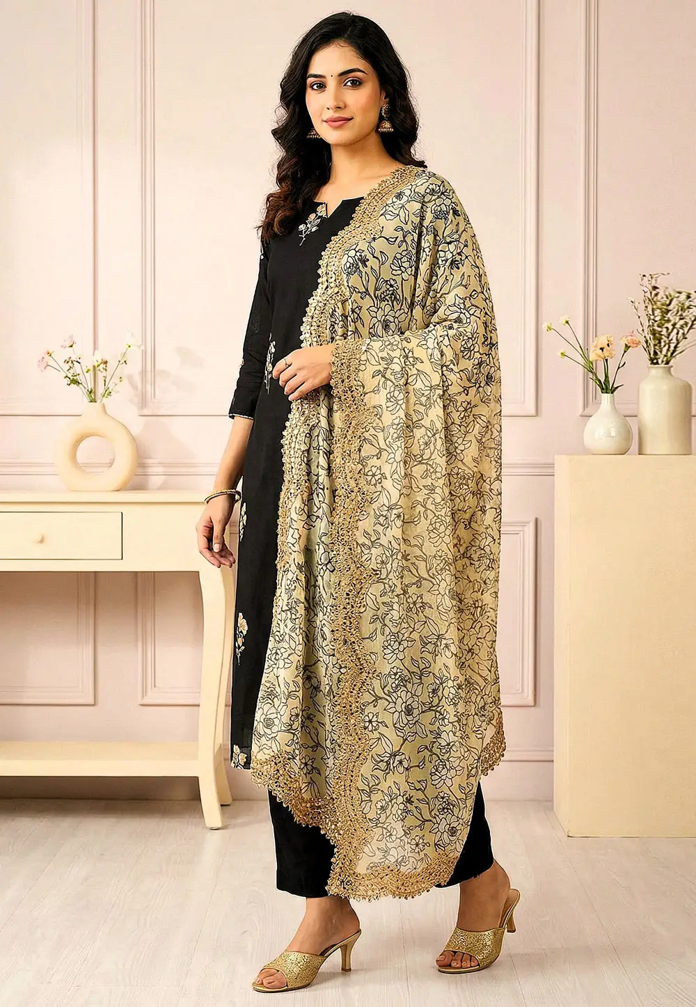 Yellow Satin Dupatta 332829