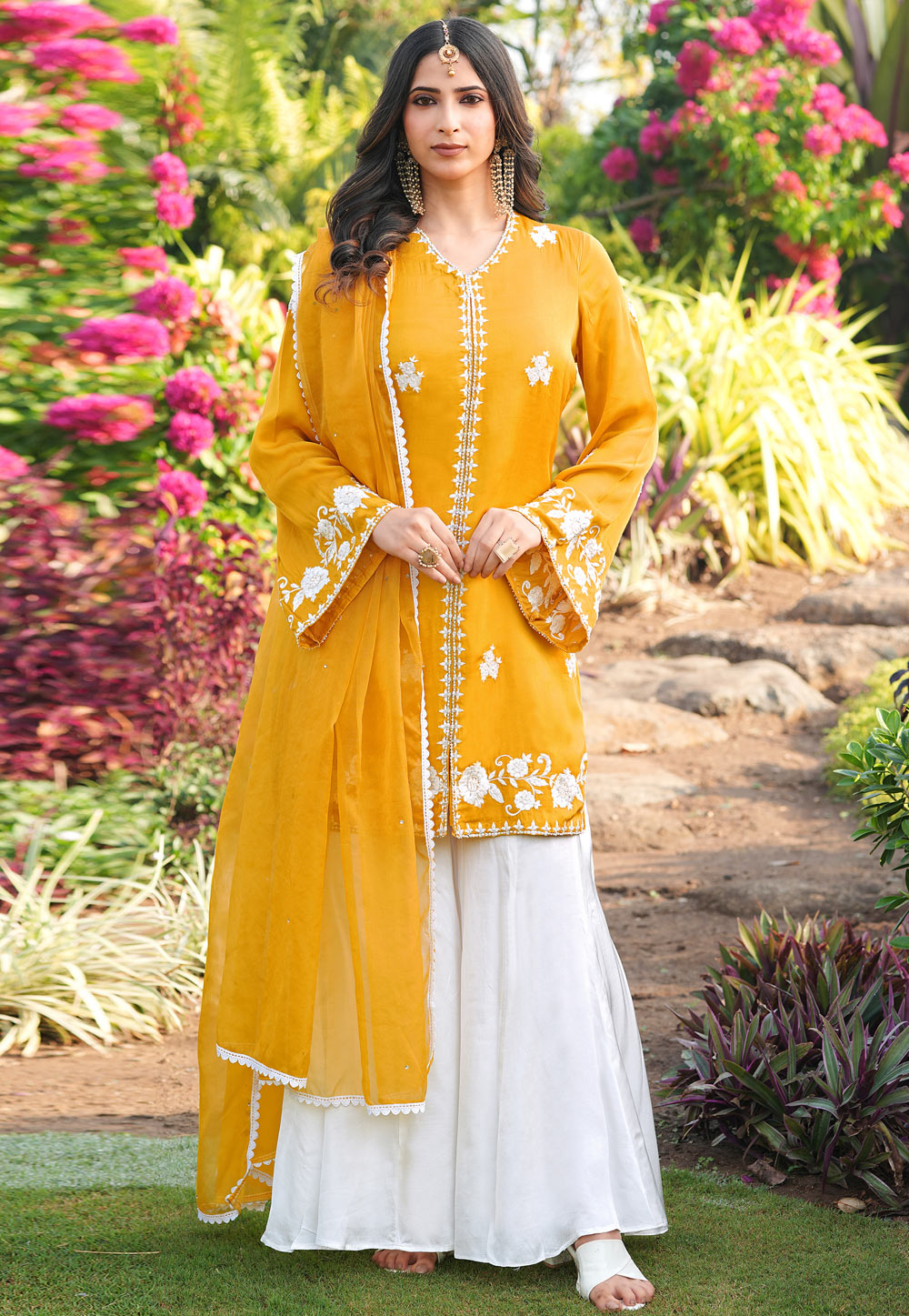 Yellow Satin Readymade Pakistani Suit 325055