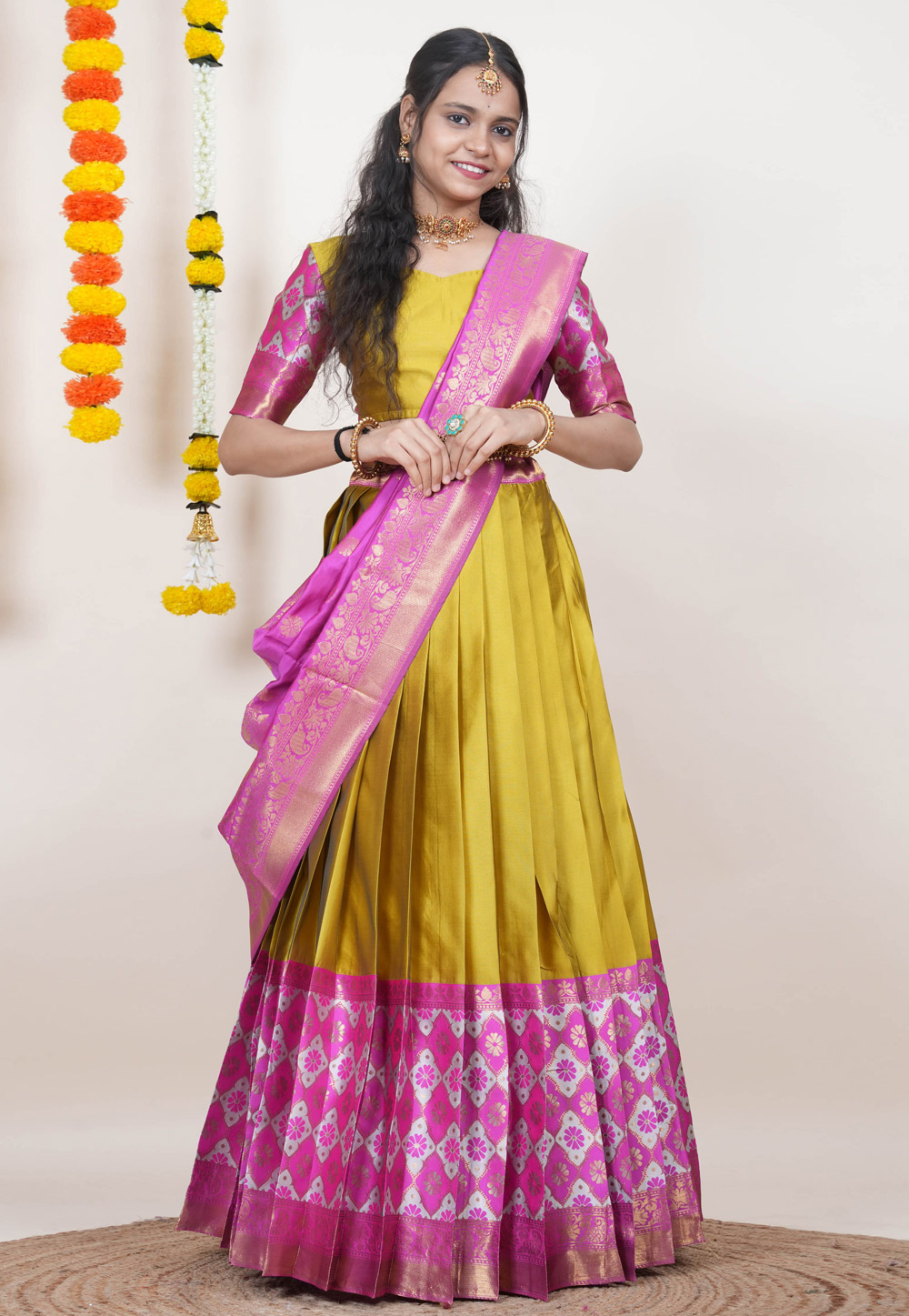 Yellow Silk A Line Lehenga Choli 312471