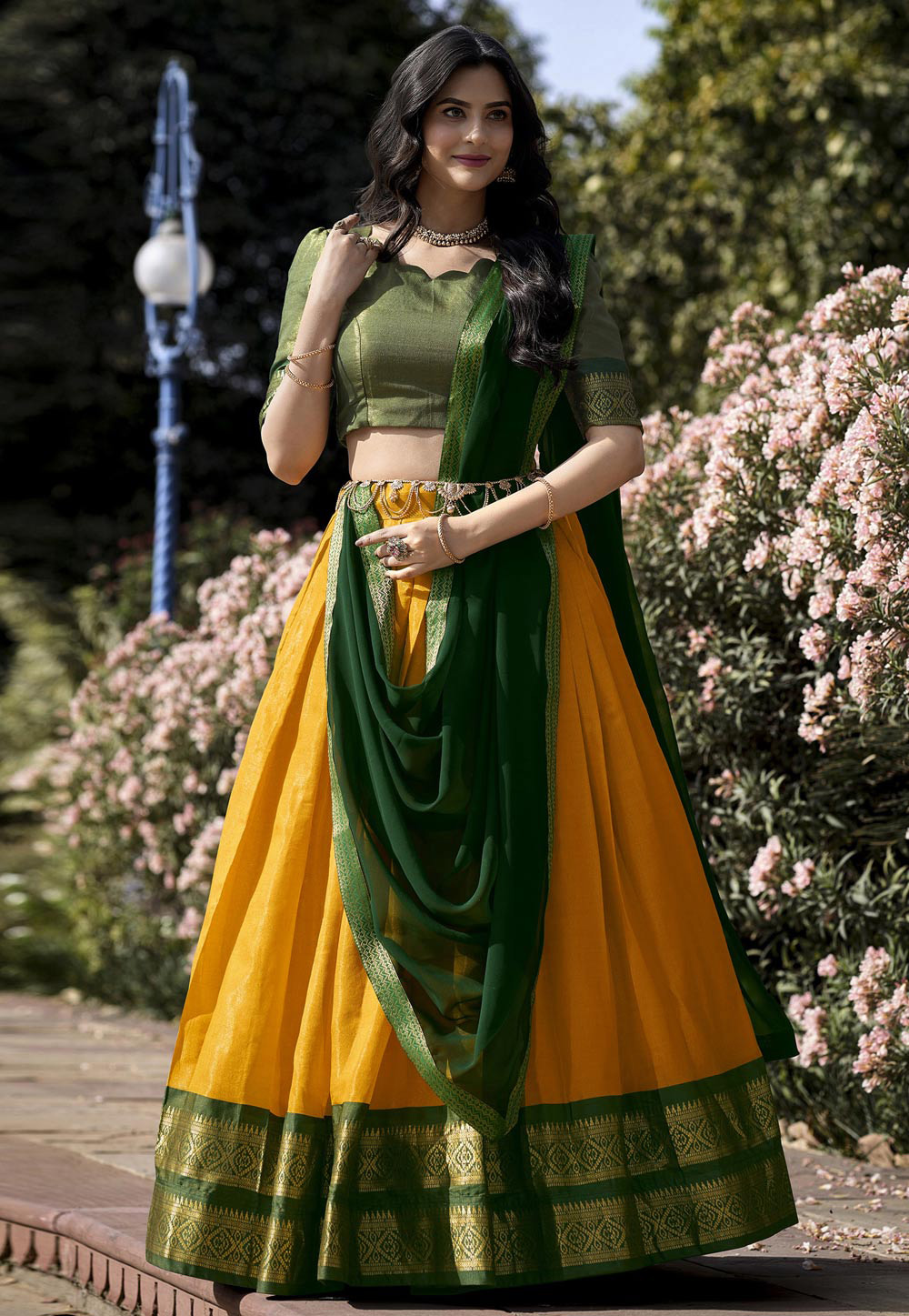 Yellow Silk Circular Lehenga Choli 287067