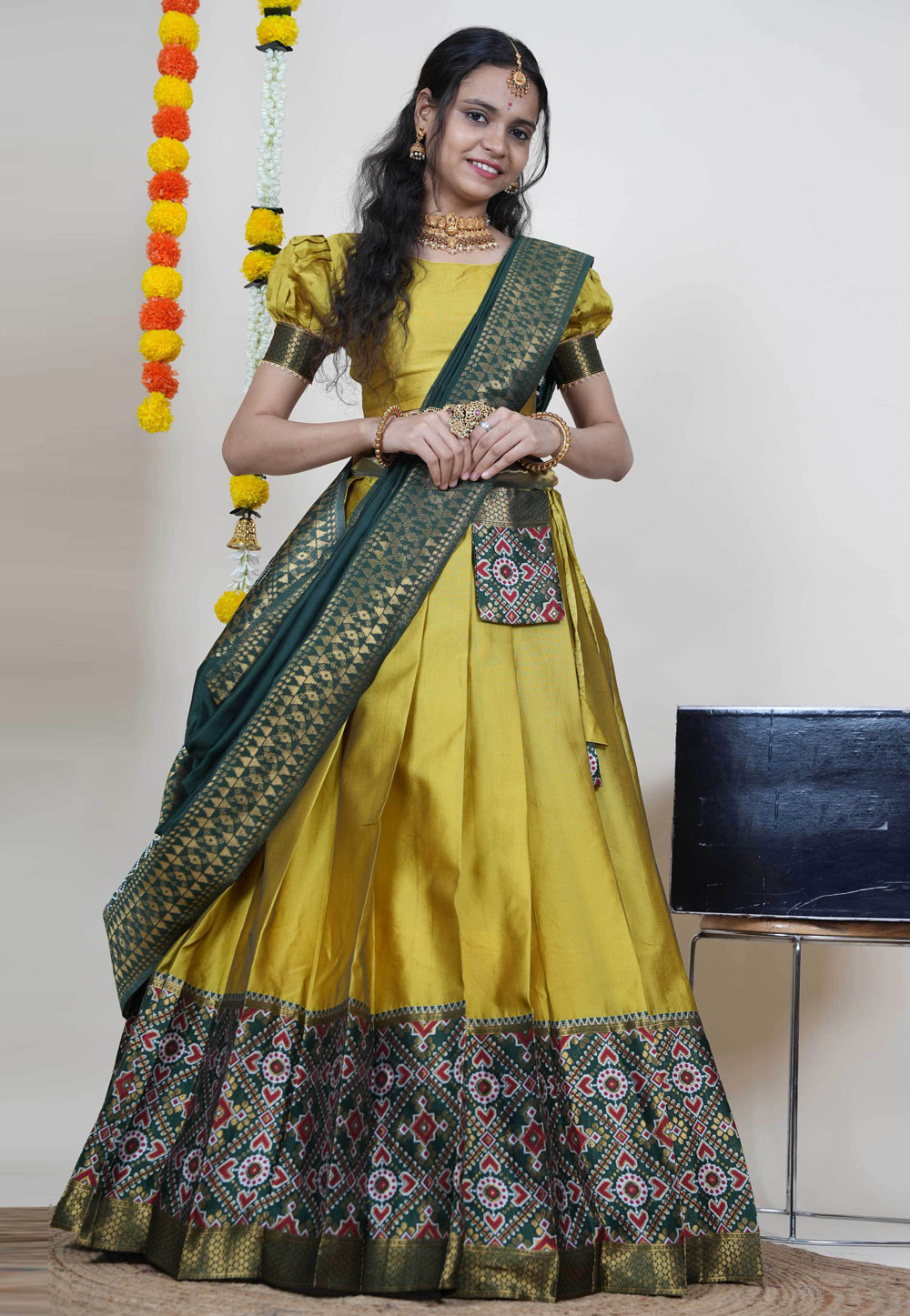 Yellow Silk Circular Lehenga Choli 312549