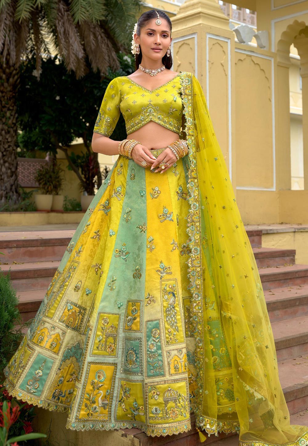 Yellow Silk Circular Lehenga Choli 318893