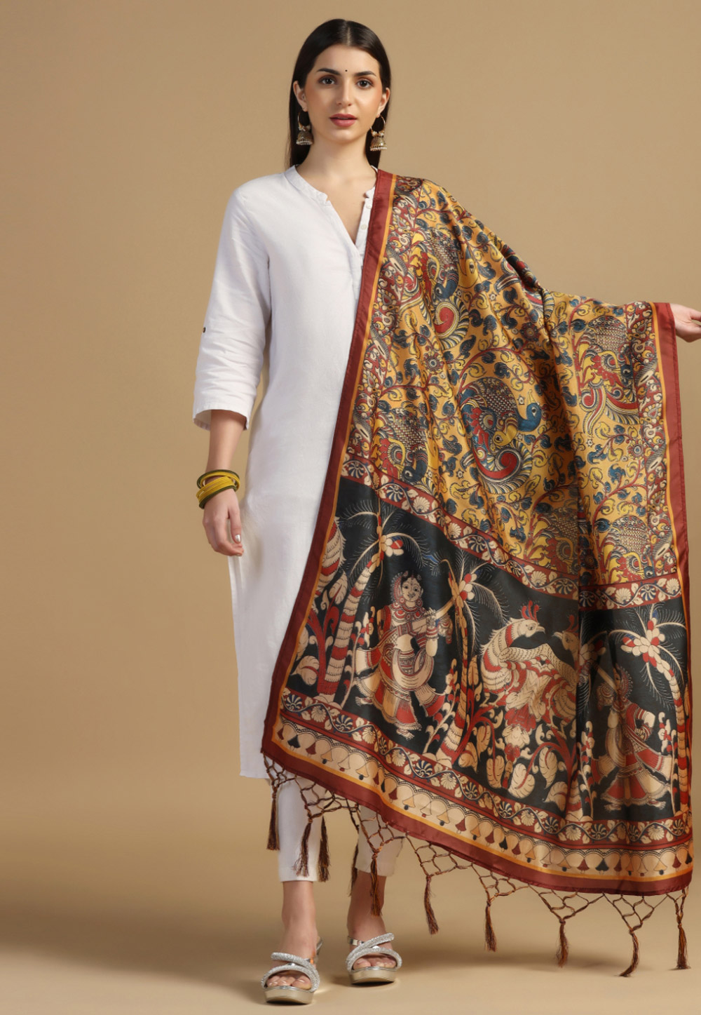 Yellow Silk Dupatta 305755
