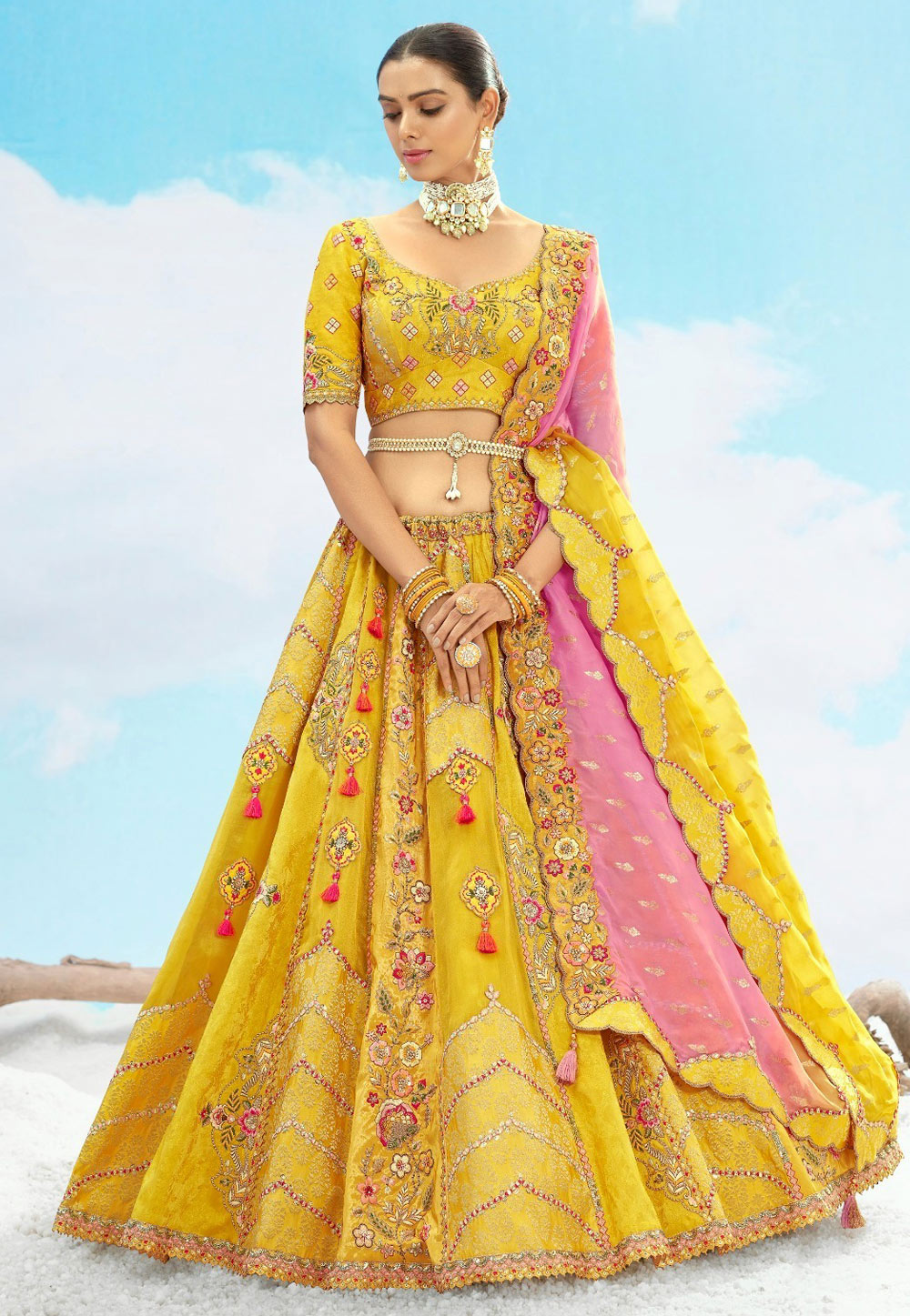 Yellow Silk Lehenga Choli 306616