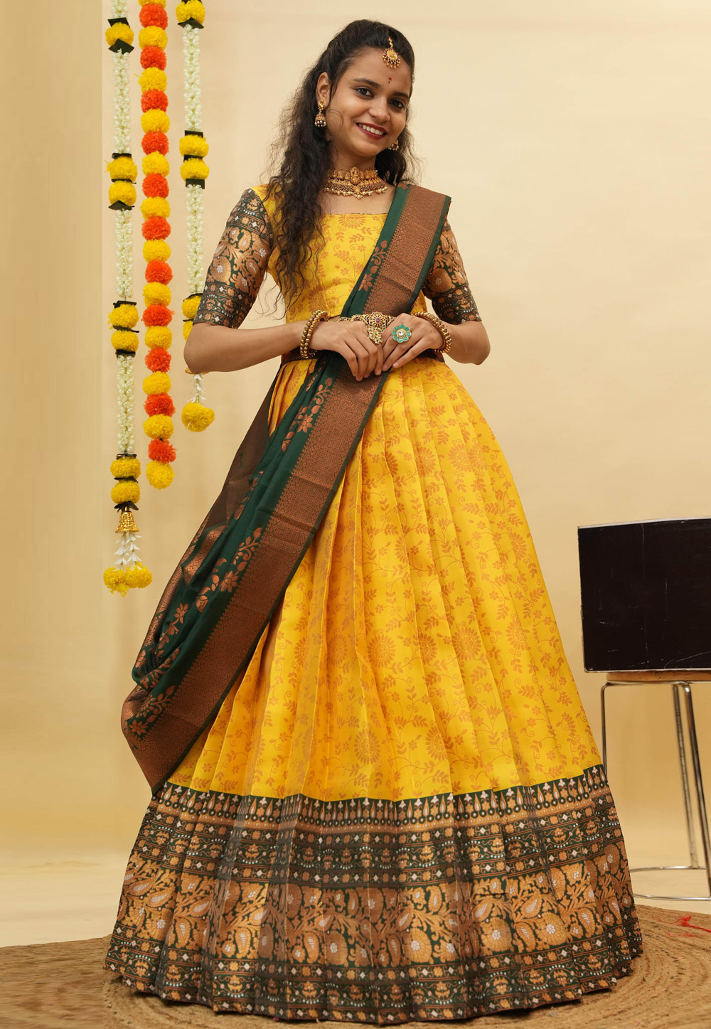 Yellow Silk Lehenga Choli 312541
