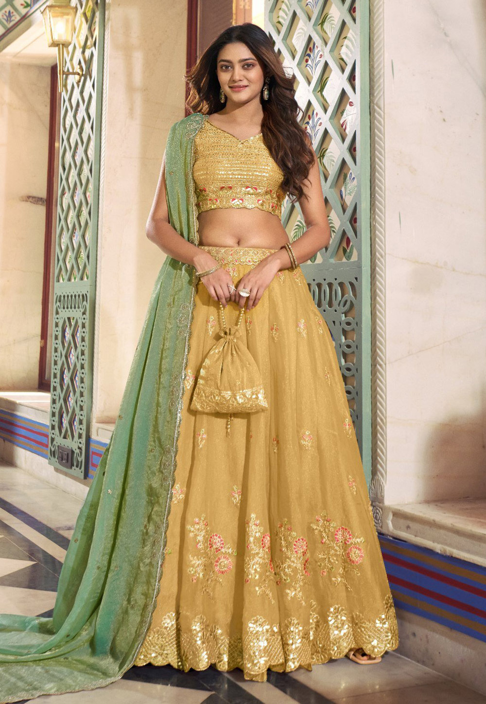 Yellow Silk Lehenga Choli 329436