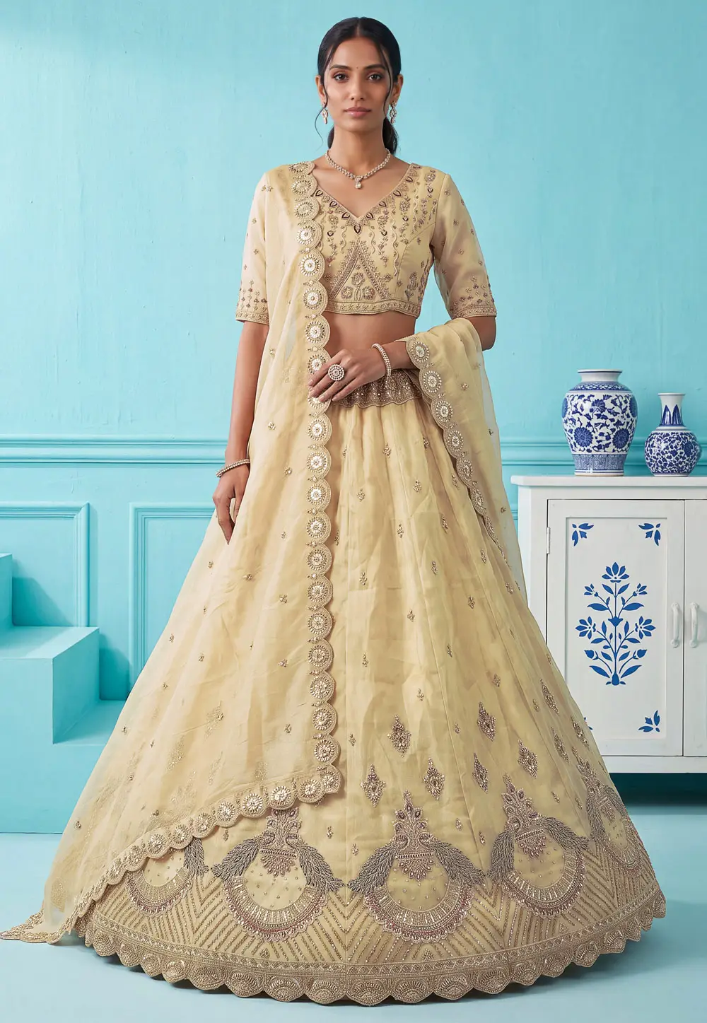 Yellow Silk Lehenga Choli For Wedding 336682