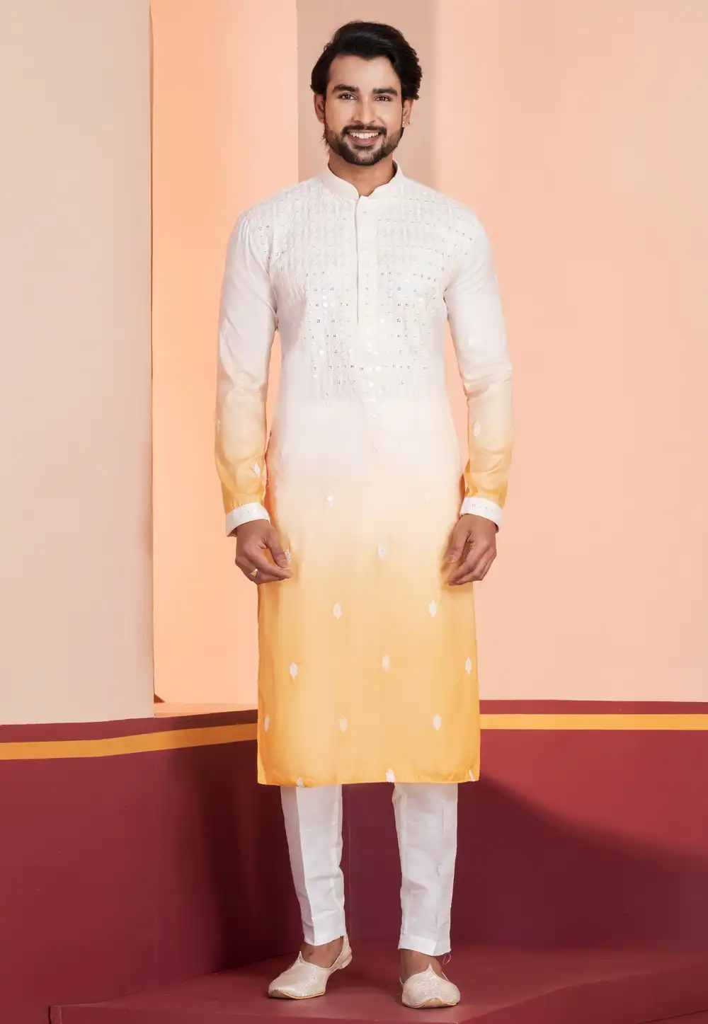 Yellow Silk Navratri Kurta Pajama 314985
