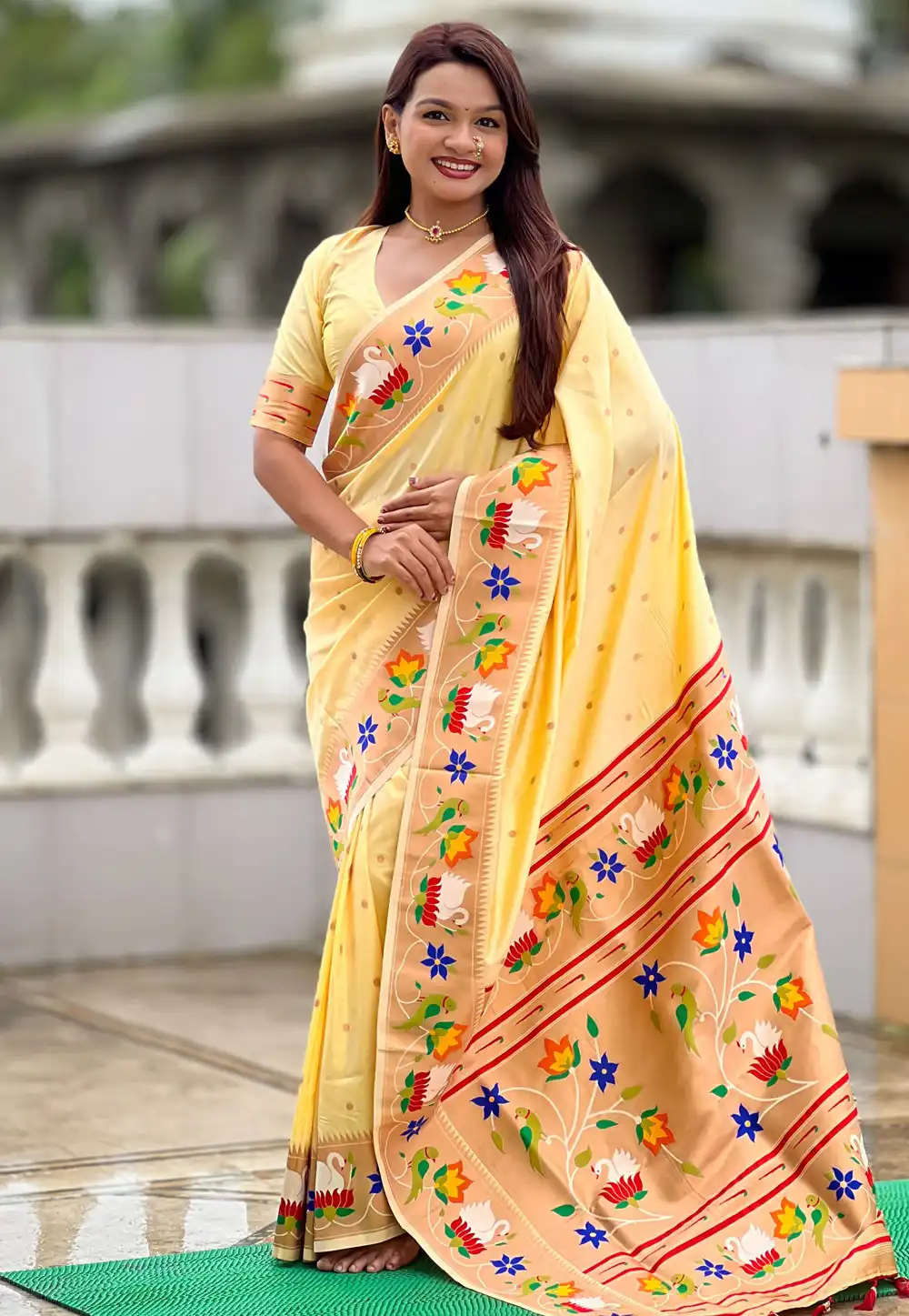 Yellow Silk Paithani Saree 317701